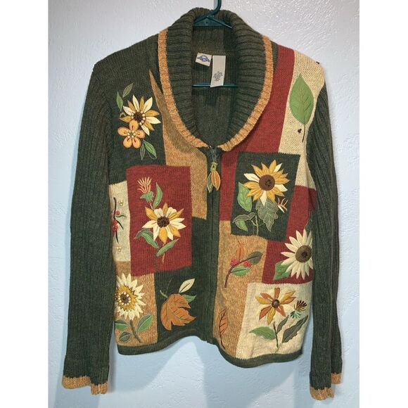 Sunflower Patchwork Cardigan Sweater - Picture 1 of 9
